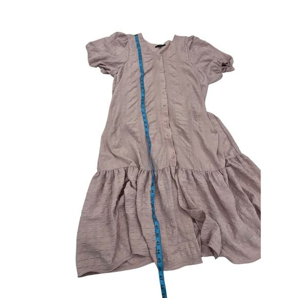 Lulus Sunny Love Purple Seersucker Puff Sleeve Button Closure Midi Dress Sz L - Picture 7 of 11